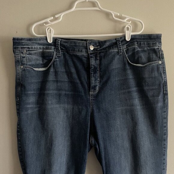 NYDJ Wmn Plus 24W Blue Med Wash Lift Tuck Technology Straight Leg Ankle Jeans - Picture 3 of 12